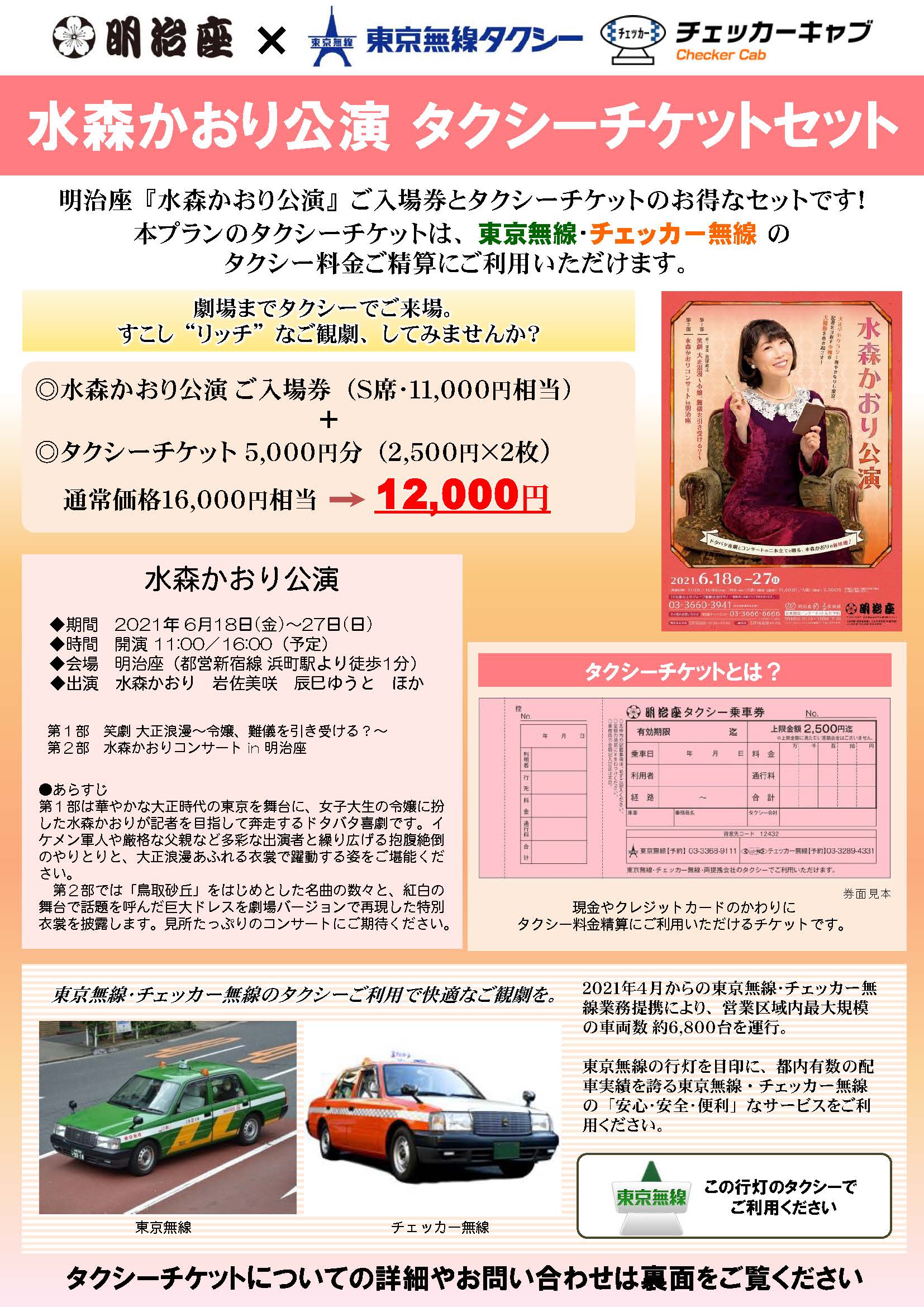 観光バス・ハイヤー手配 バリアフリー旅行の東京ナイストラベルの水森公演タクシーチケットプラン